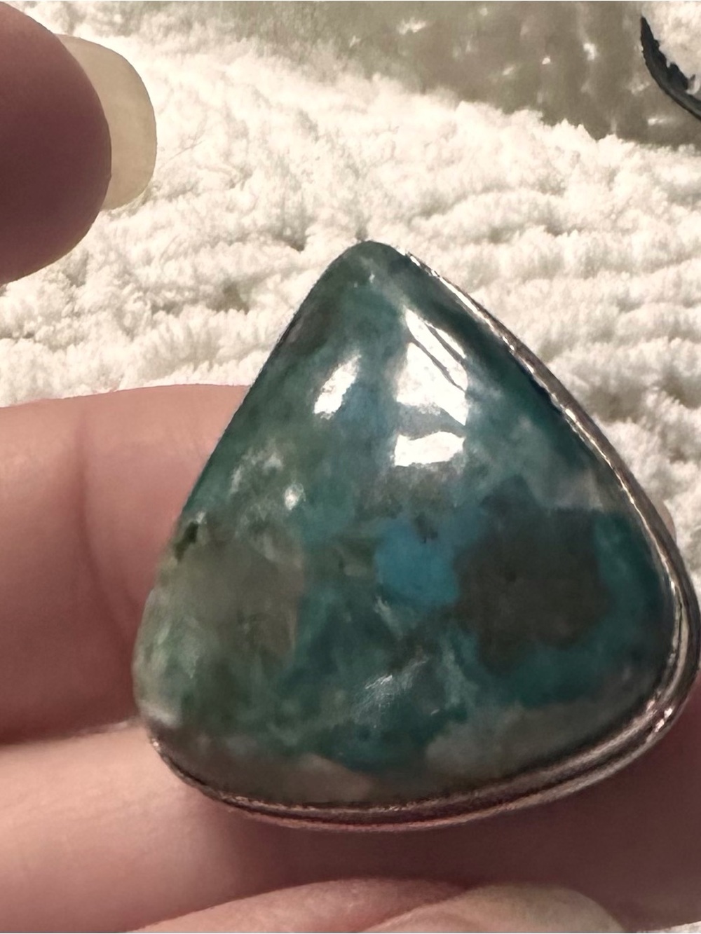 Azurite Teardrop blue Green 925 Ring size 5.5